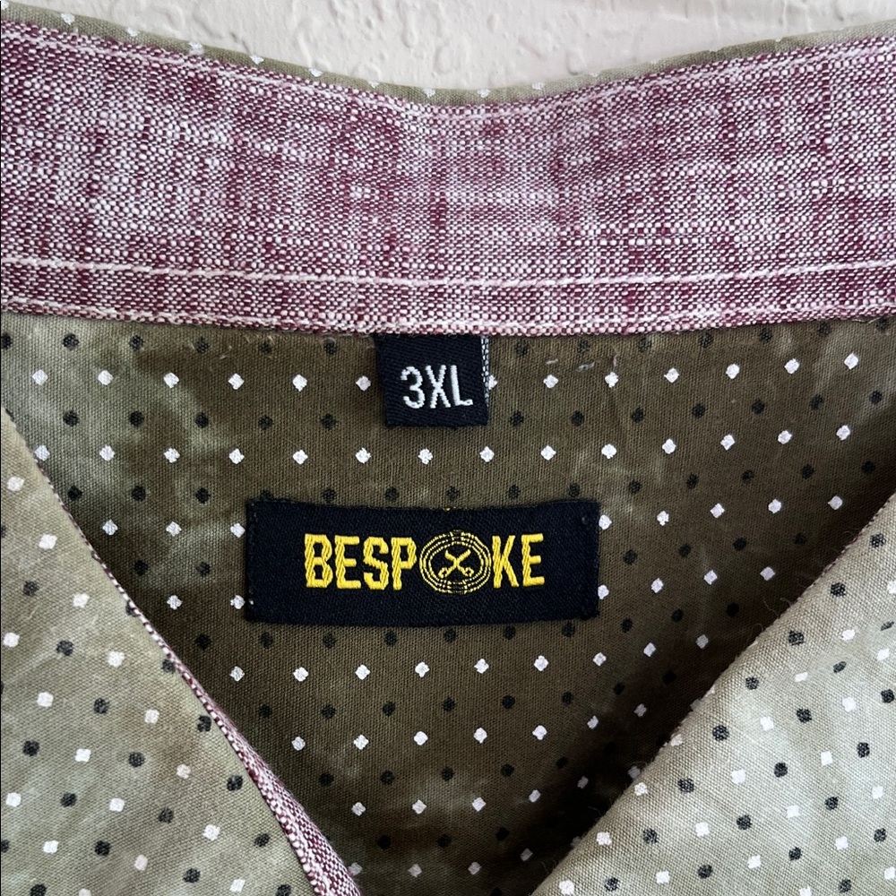 Bespoke Olive And Gray Patterned Button Down Shirt - image 2